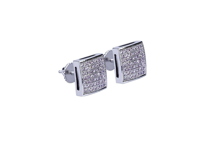 Rhodium Plated Iced Out Micro Pave CZ Bling Earring